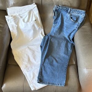 d. jeans Light Blue and White Denim Pair, cropped